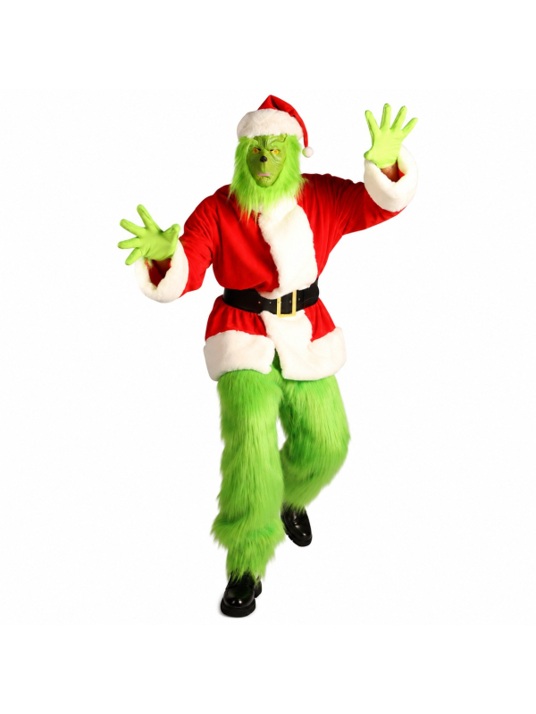 Costume de personnage vert de Noël Deluxe adulte – 6 pièces