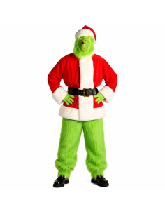 Costume de personnage vert de Noël Deluxe adulte – 6 pièces