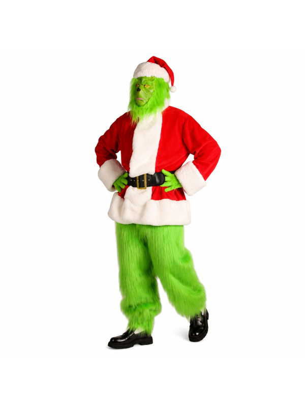 Costume de personnage vert de Noël Deluxe adulte – 6 pièces