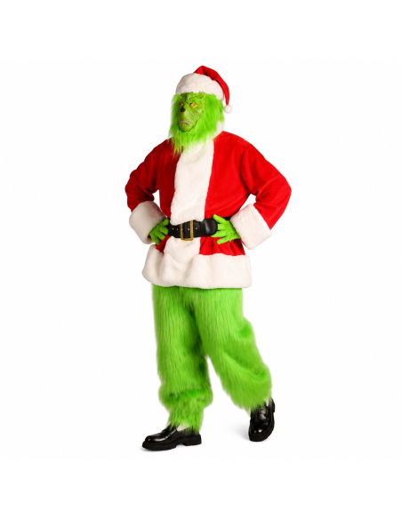Costume de personnage vert de Noël Deluxe adulte – 6 pièces