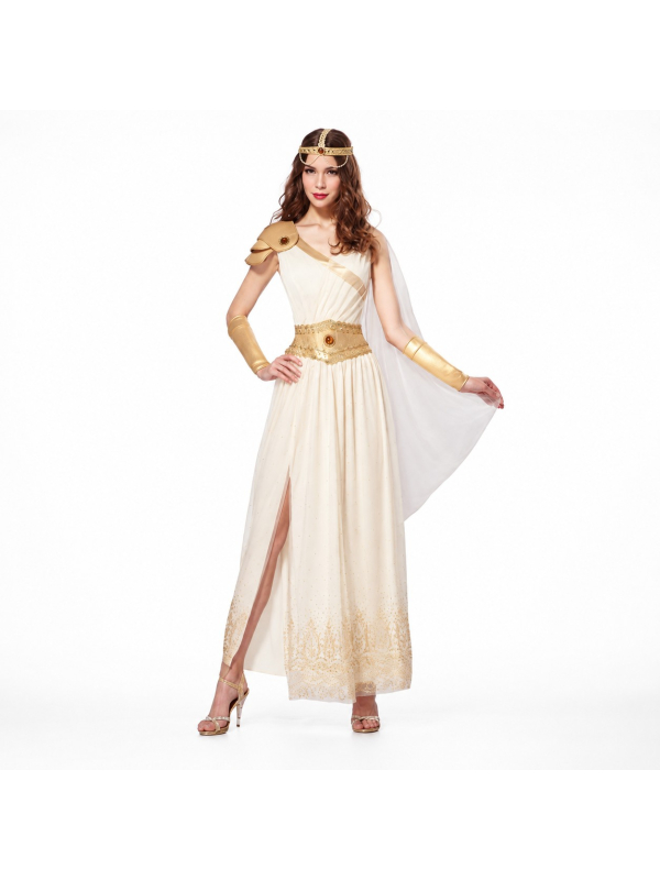 Déguisement Déesse Grecque Femme (Robe antique blanche et or (Robe, coiffe)