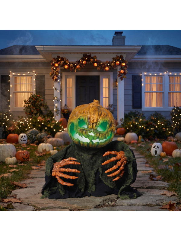 Automate Halloween monstre citrouille 50 cm – Son, lumière et mouvement