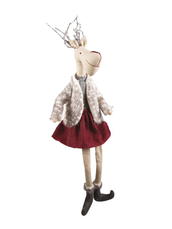 Renne décoratif de Noël Velma 58 cm – Figurine chic en tissu