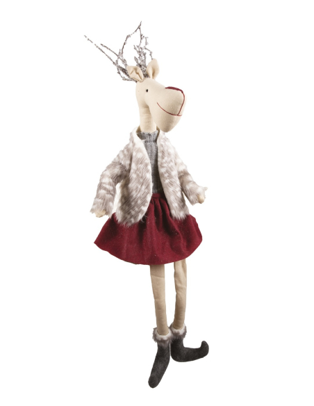 Renne décoratif de Noël Velma 58 cm – Figurine chic en tissu