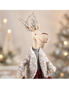 Renne décoratif de Noël Velma 58 cm – Figurine chic en tissu 2
