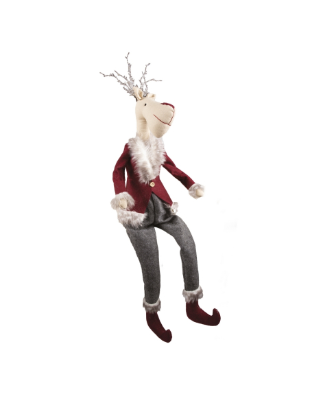 Renne décoratif de Noël Louis 58 cm – Figurine assise