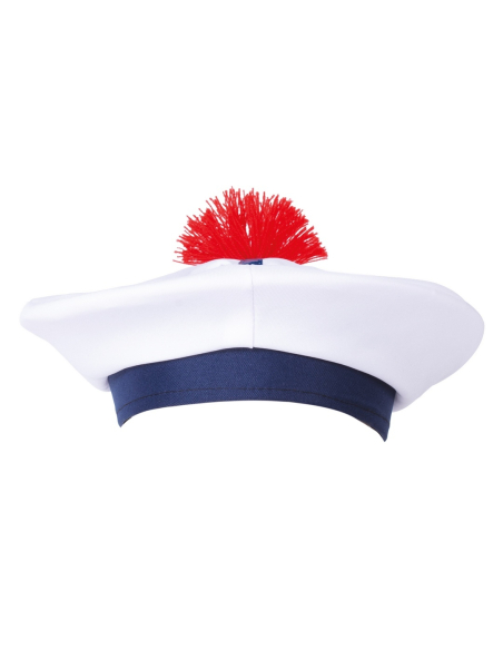 Bachi marin français blanc à pompon rouge – Adulte