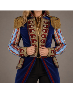 Veste de spectacle luxe femme bleu nuit & or – XS à XXXL