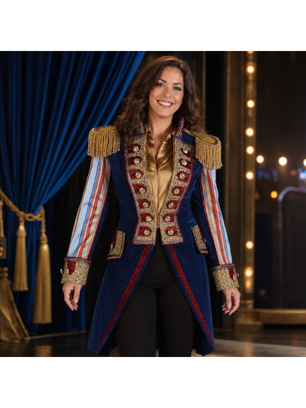 Veste de spectacle luxe femme bleu nuit & or – XS à XXXL