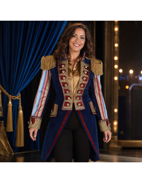 Veste de spectacle luxe femme bleu nuit & or – XS à XXXL