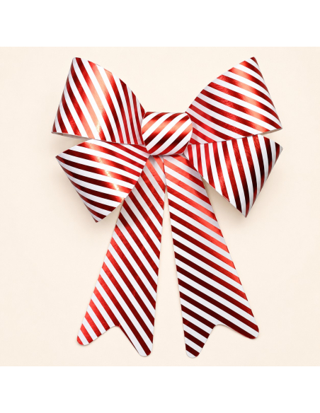Grand nœud de Noël Candy Stripes rouge et blanc – 50,8 cm