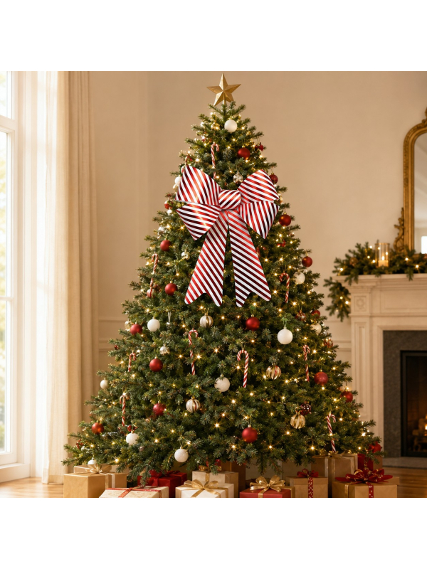 Grand nœud de Noël Candy Stripes rouge et blanc – 50,8 cm