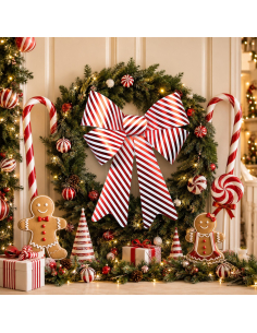 Grand nœud de Noël Candy Stripes rouge et blanc – 50,8 cm 2