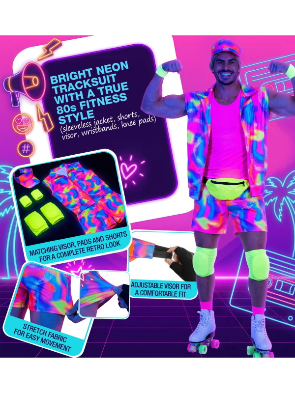 Déguisement roller fluo années 80 homme – S/M à XXL