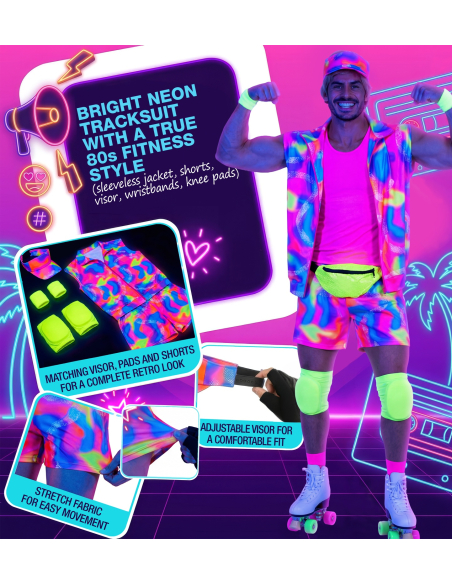 Déguisement roller fluo années 80 homme – S/M à XXL