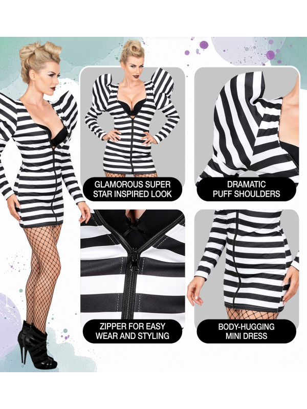 Déguisement pop star femme avec robe rayée – XS à XL