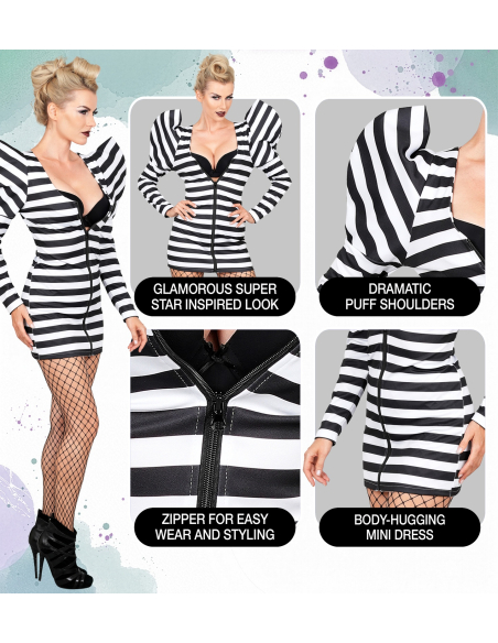 Déguisement pop star femme avec robe rayée – XS à XL