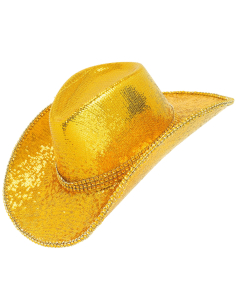 Chapeau cowboy doré à paillettes adulte – Taille unique
