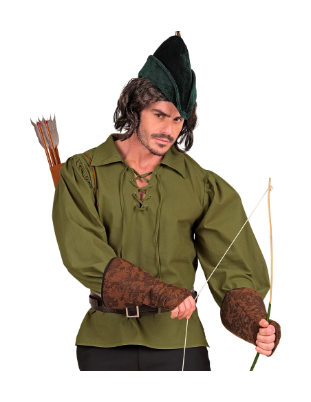 Chemise médiévale homme verte à lacets – Robin des Bois