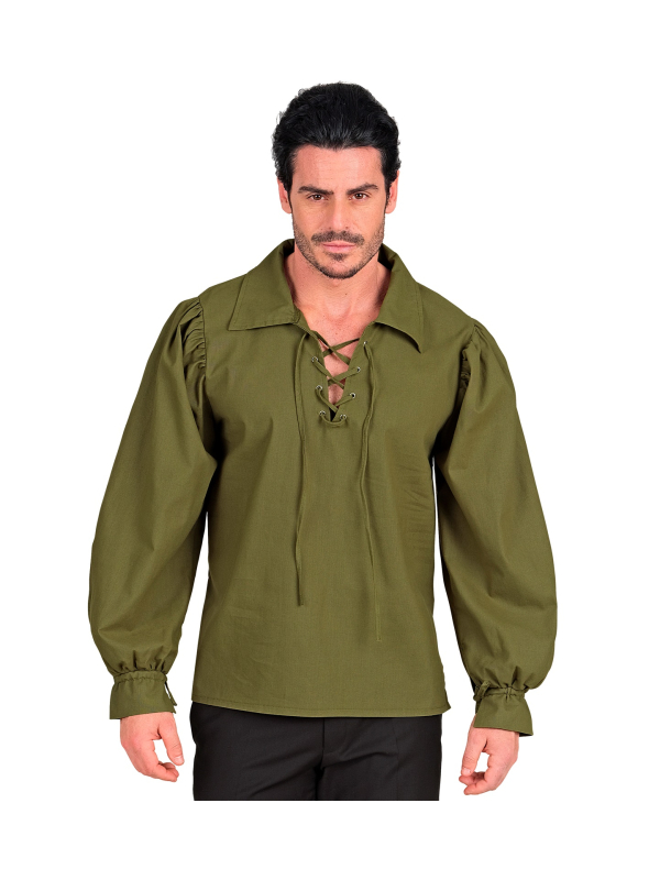 Chemise médiévale homme verte à lacets – Robin des Bois