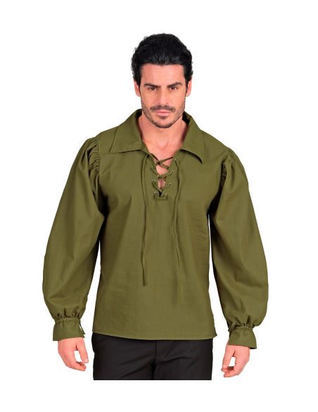 Chemise médiévale homme verte à lacets – Robin des Bois