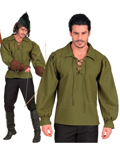 Chemise médiévale homme verte à lacets – Robin des Bois