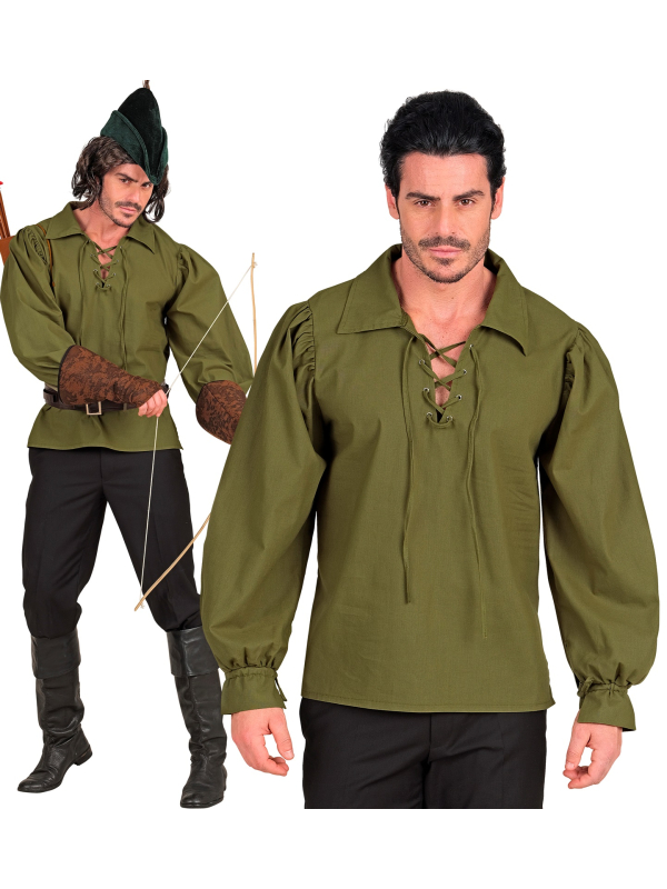 Chemise médiévale homme verte à lacets – Robin des Bois