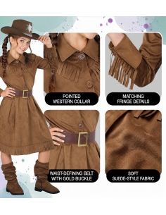Déguisement cowgirl enfant marron – Robe et ceinture 2