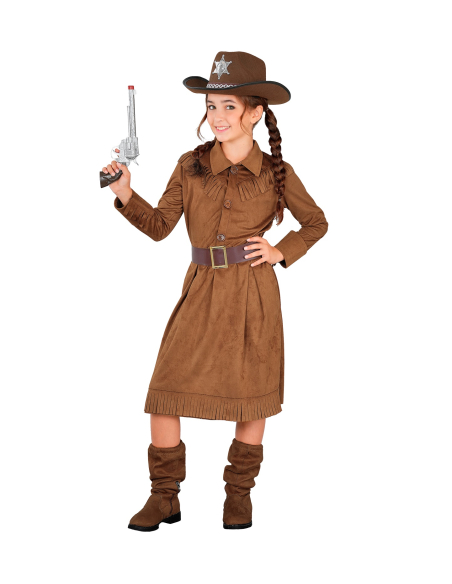 Déguisement cowgirl enfant marron – Robe et ceinture