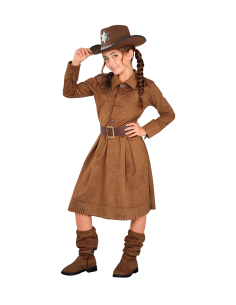 Déguisement cowgirl enfant marron – Robe et ceinture