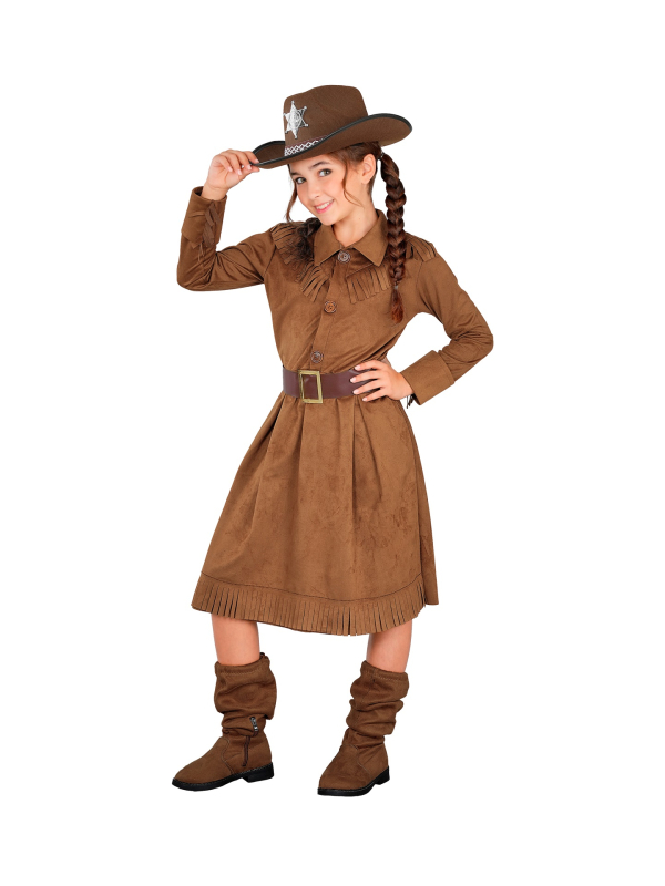 Déguisement cowgirl enfant marron – Robe et ceinture