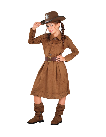 Déguisement cowgirl enfant marron – Robe et ceinture