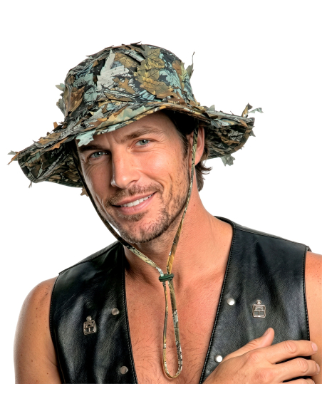 Chapeau camouflage à feuilles 3D adulte – Pêcheur et chasseur