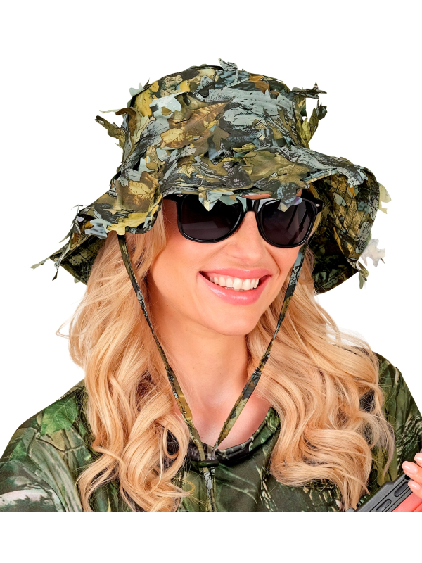 Chapeau camouflage à feuilles 3D adulte – Pêcheur et chasseur