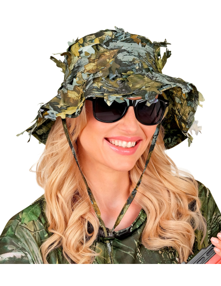 Chapeau camouflage à feuilles 3D adulte – Pêcheur et chasseur