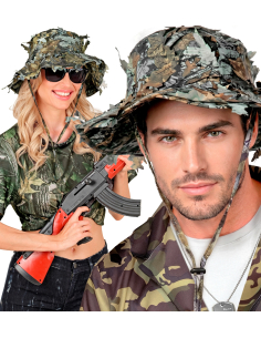 Chapeau camouflage à feuilles 3D adulte – Pêcheur et chasseur