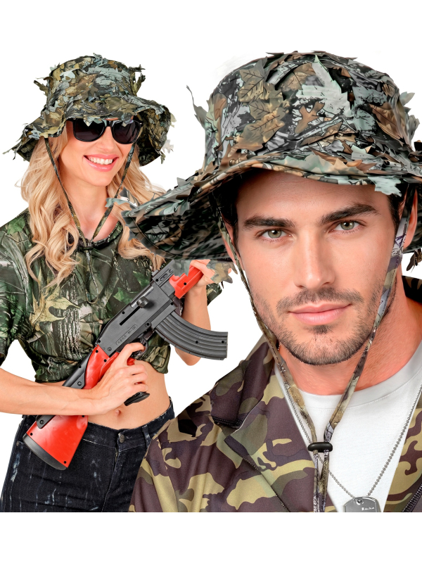 Chapeau camouflage à feuilles 3D adulte – Pêcheur et chasseur