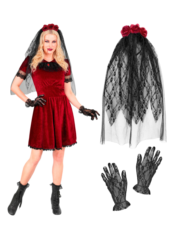 Déguisement mariée vampire femme rouge et noir...