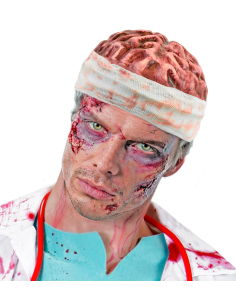 Bonnet cerveau ensanglanté adulte – Accessoire zombie Halloween