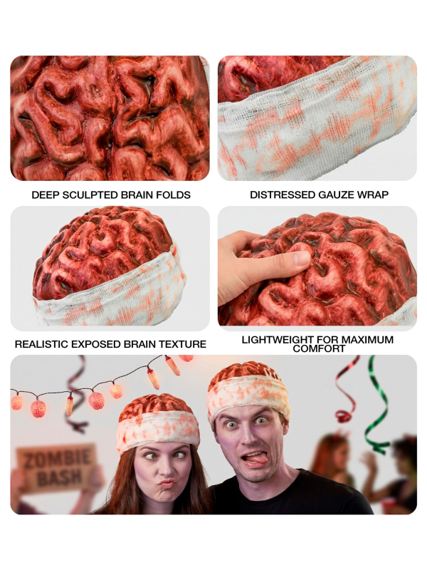 Bonnet cerveau ensanglanté adulte – Accessoire zombie Halloween