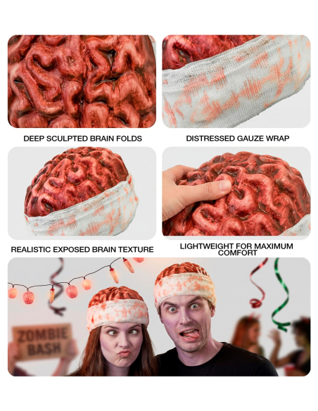 Bonnet cerveau ensanglanté adulte – Accessoire zombie Halloween