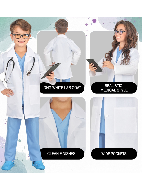 Déguisement docteur enfant avec blouse, haut et pantalon