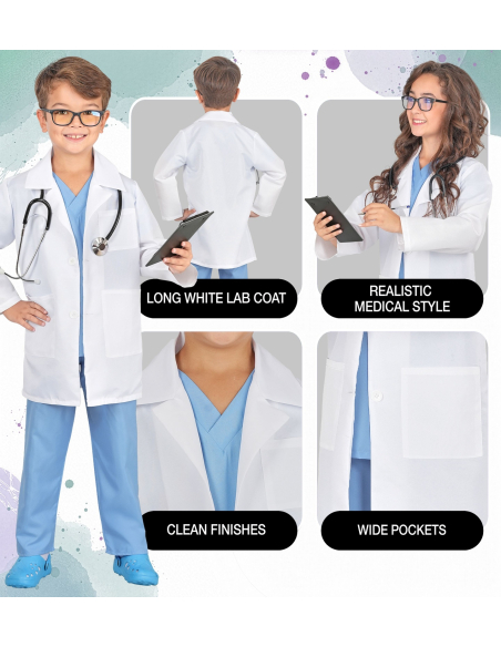 Déguisement docteur enfant avec blouse, haut et pantalon