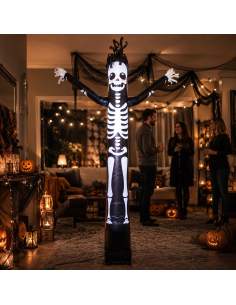 Tube gonflable squelette lumineux 240 cm – Décoration Halloween animée
