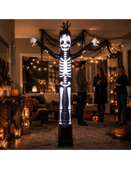 Tube gonflable squelette lumineux 240 cm – Décoration Halloween animée