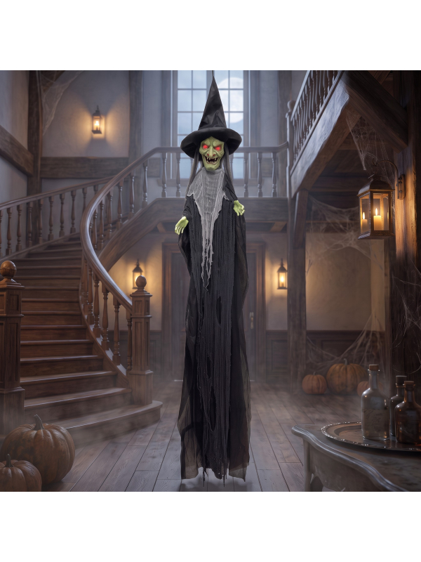 Sorcière géante animée Halloween 3,60 m – Son et lumière