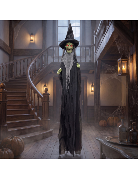 Sorcière géante animée Halloween 3,60 m – Son et lumière
