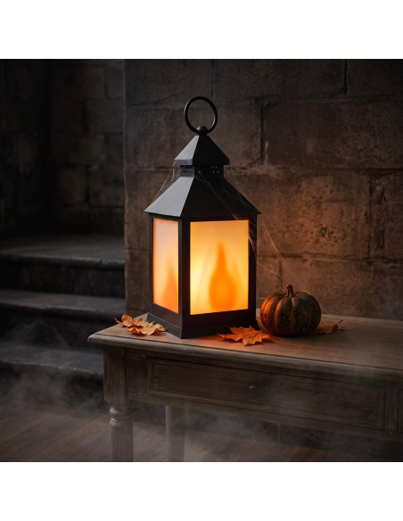Lanterne Halloween lumineuse effet flamme 24 cm