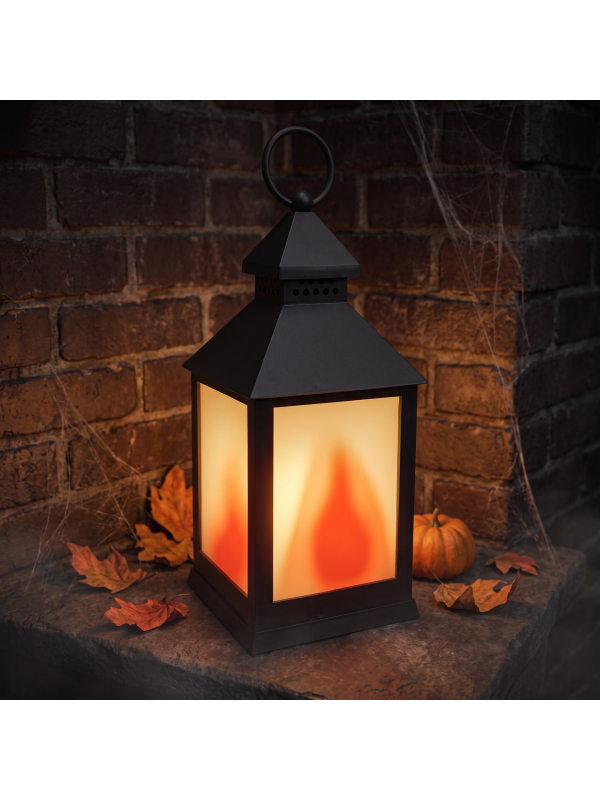 Lanterne Halloween lumineuse effet flamme 24 cm