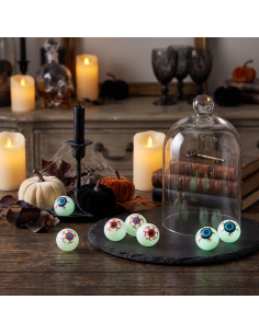 Faux yeux Halloween phosphorescents 4 cm – Lot de 6